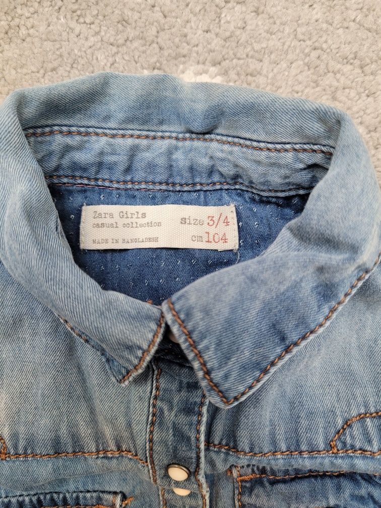 r. 98/104 Sukienka jeansowa z długim rękawem Zara