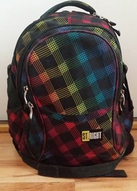 Plecak szkolny młodzieżowy ST.RIGHT w tęczową kratę