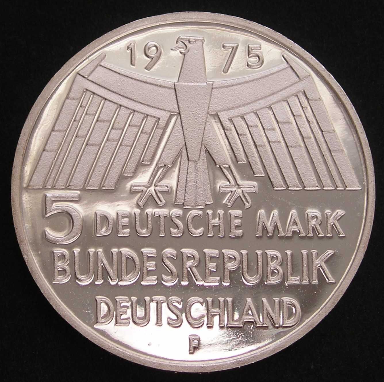 Niemcy 5 marek 1975 - Denkmalschutzjahr - srebro - stan menniczy