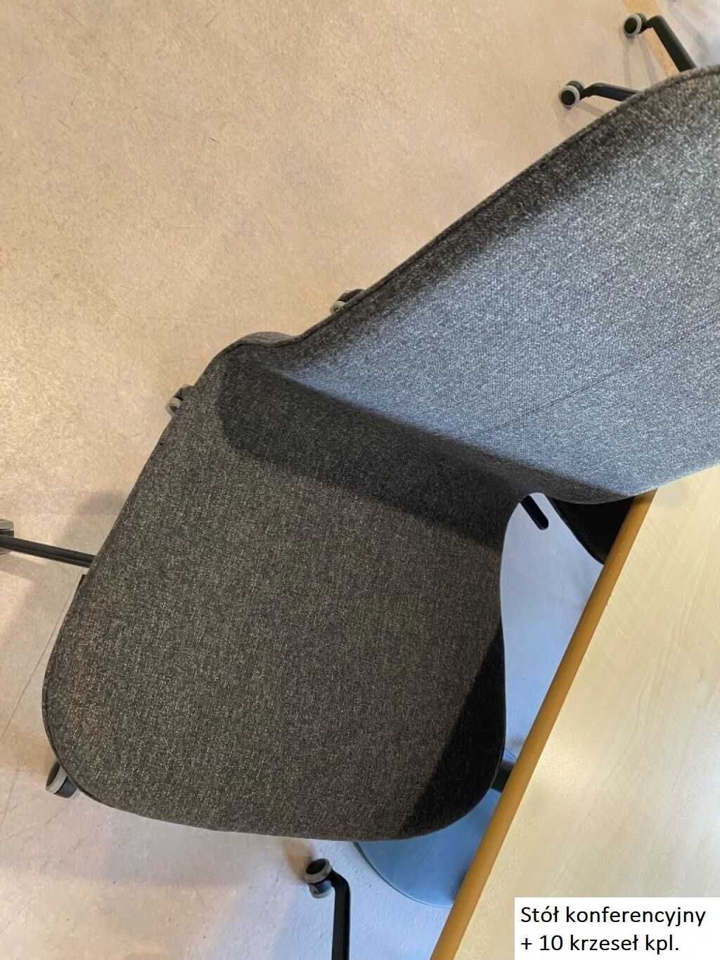 Stół konferencyjny 360cm i 10x krzesło na kółkach w zestawie do biura