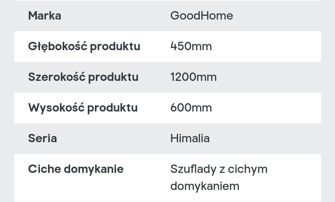 Szafka pod podwójną umywalkę