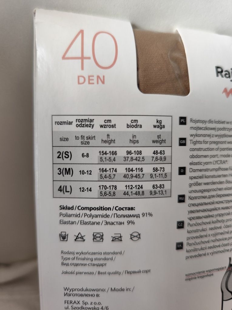 Nowe rajstopy ciążowe beżowe Gatta 40 DEN rozm. 3-M