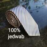 Krawat jedwabny 100% jedwab paski biało niebieskie DdlDavid