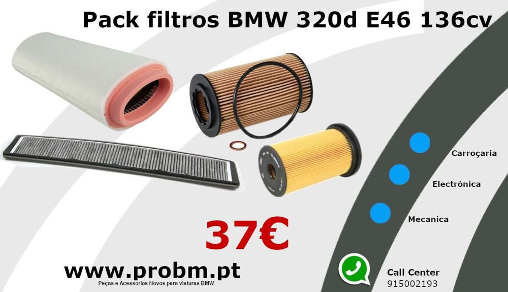 Pack Filtros Revisão Motor BMW E46 320d 136cv