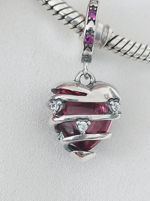 Zawieszka serce czerwone Charm's s925
