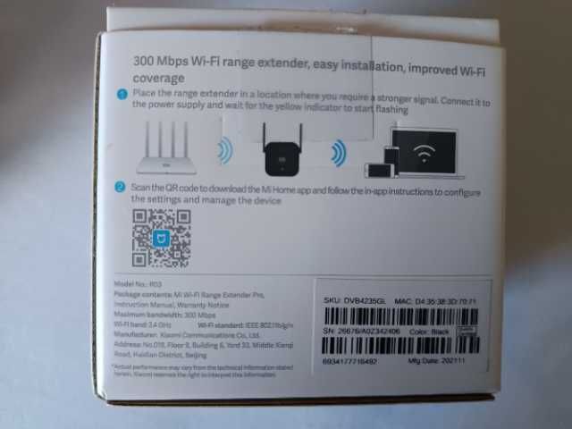 Wzmacniacz sygnału WI-Fi Xiaomi Mi Wi-Fi Range Extender Pro