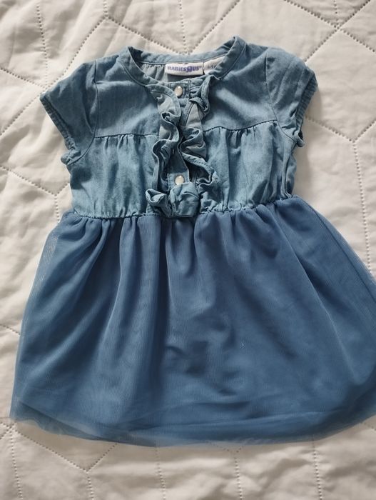 Jeansowa sukienka z tiulowym dołem dla niemowlaka rozmiar 74