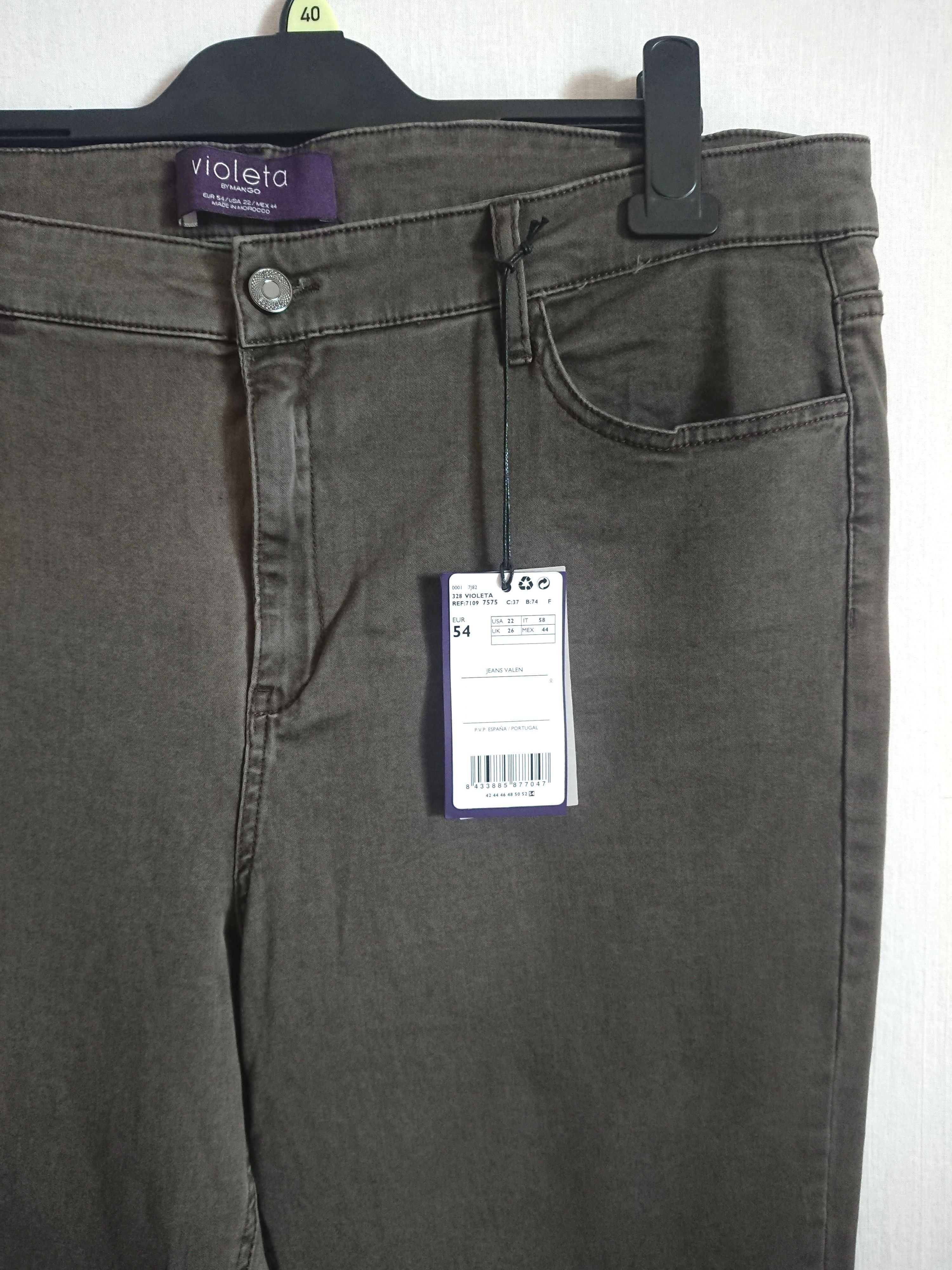 Mango Violeta Jeans Slim Fit Skinny Normalny Stan Khaki r.54