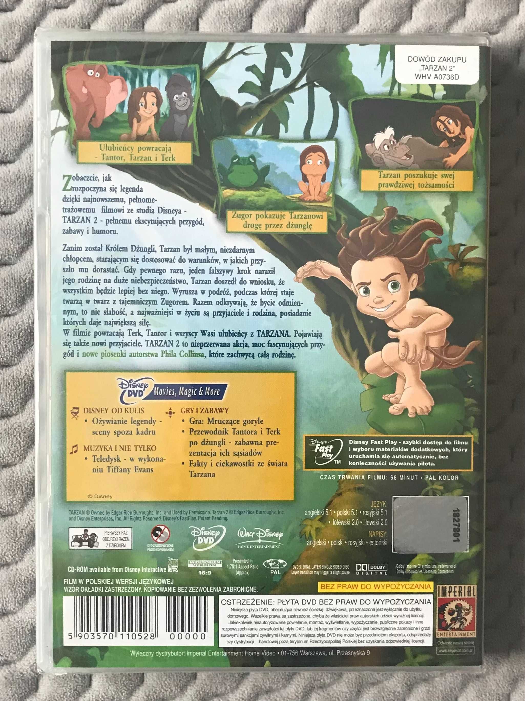 "Tarzan", "Tarzan 2: Początek Legendy", "Anastazja" - 3 bajki DVD