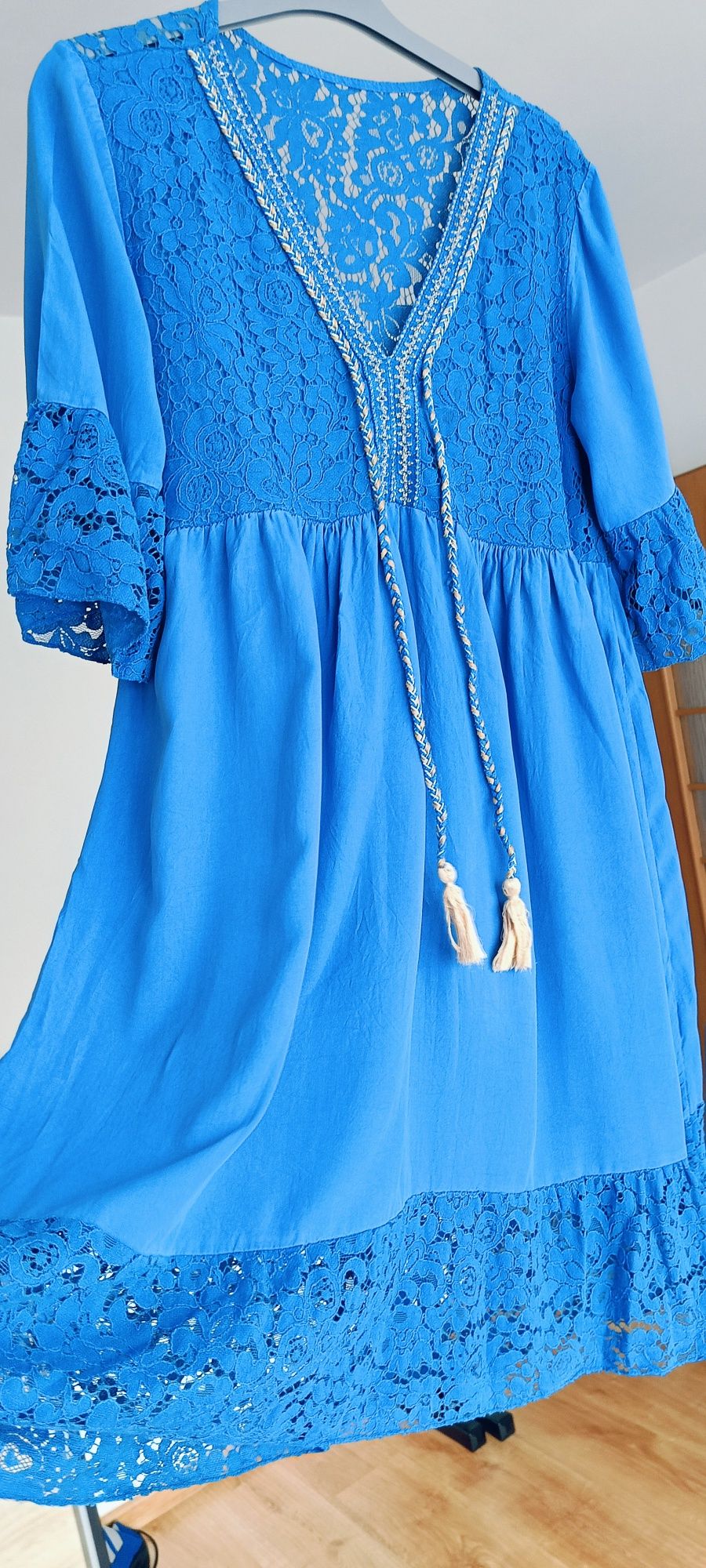 Letnia sukienka boho, sukienka z koronką, luźna sukienka