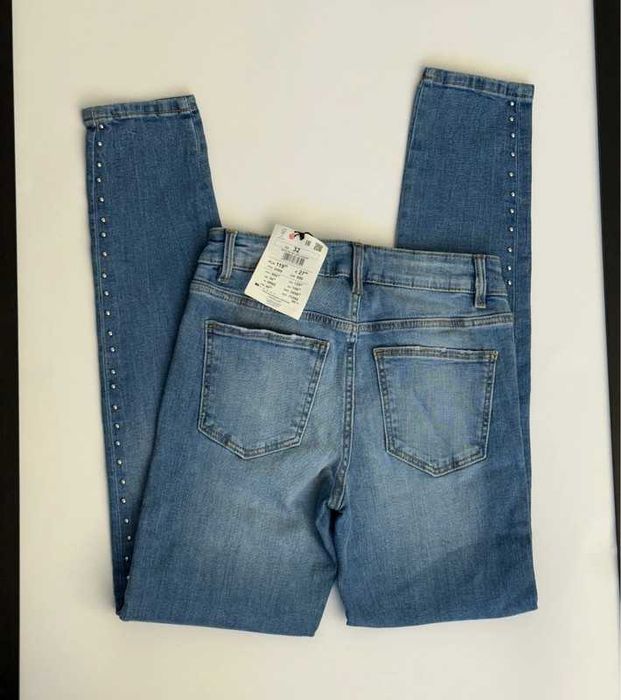 Spodnie rurki dżinsowe jeans denim z ćwiekami nowe Mohito bawełna 36 S