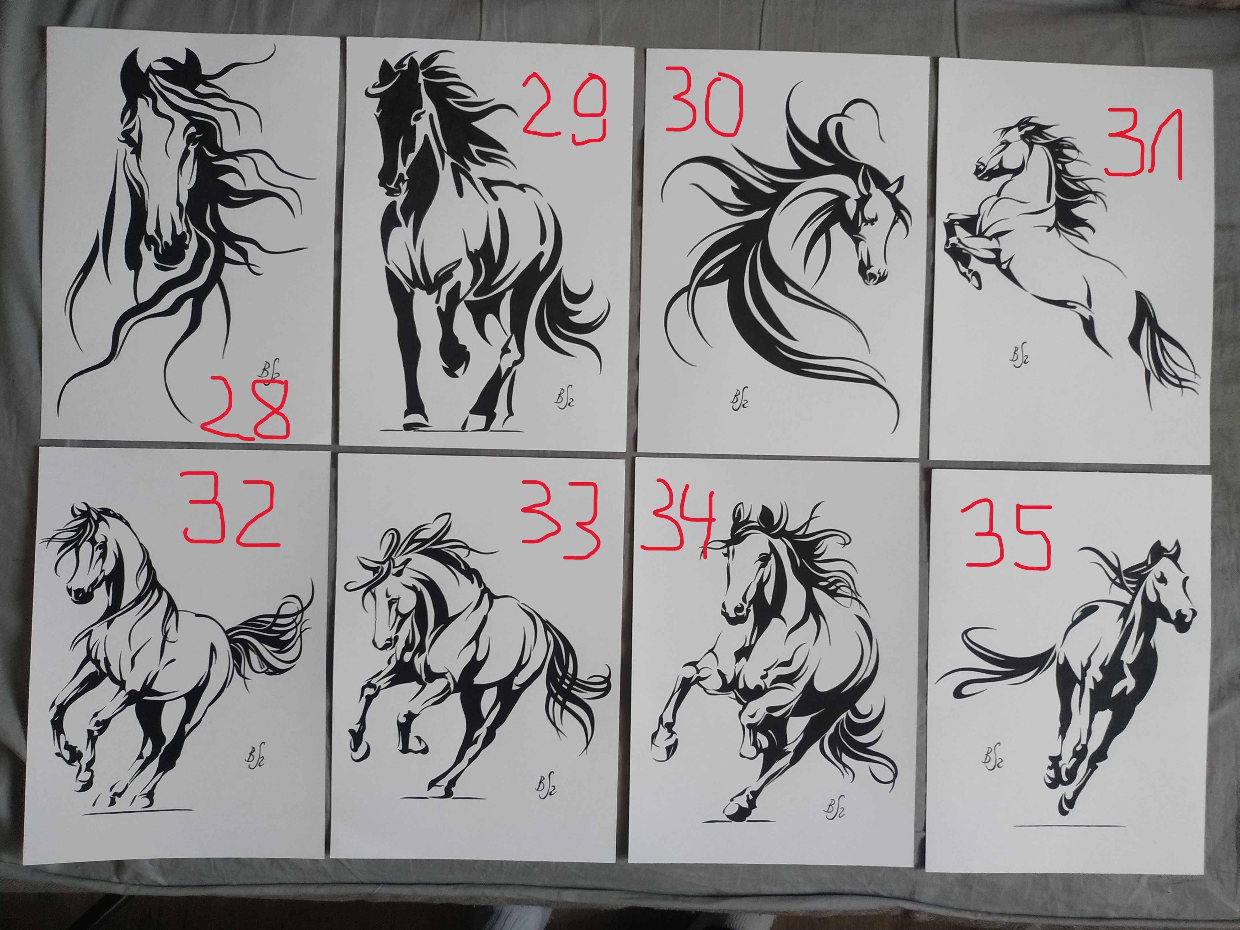 Rysunki - seria: konie (43) A4, blok t. 250 g/m2