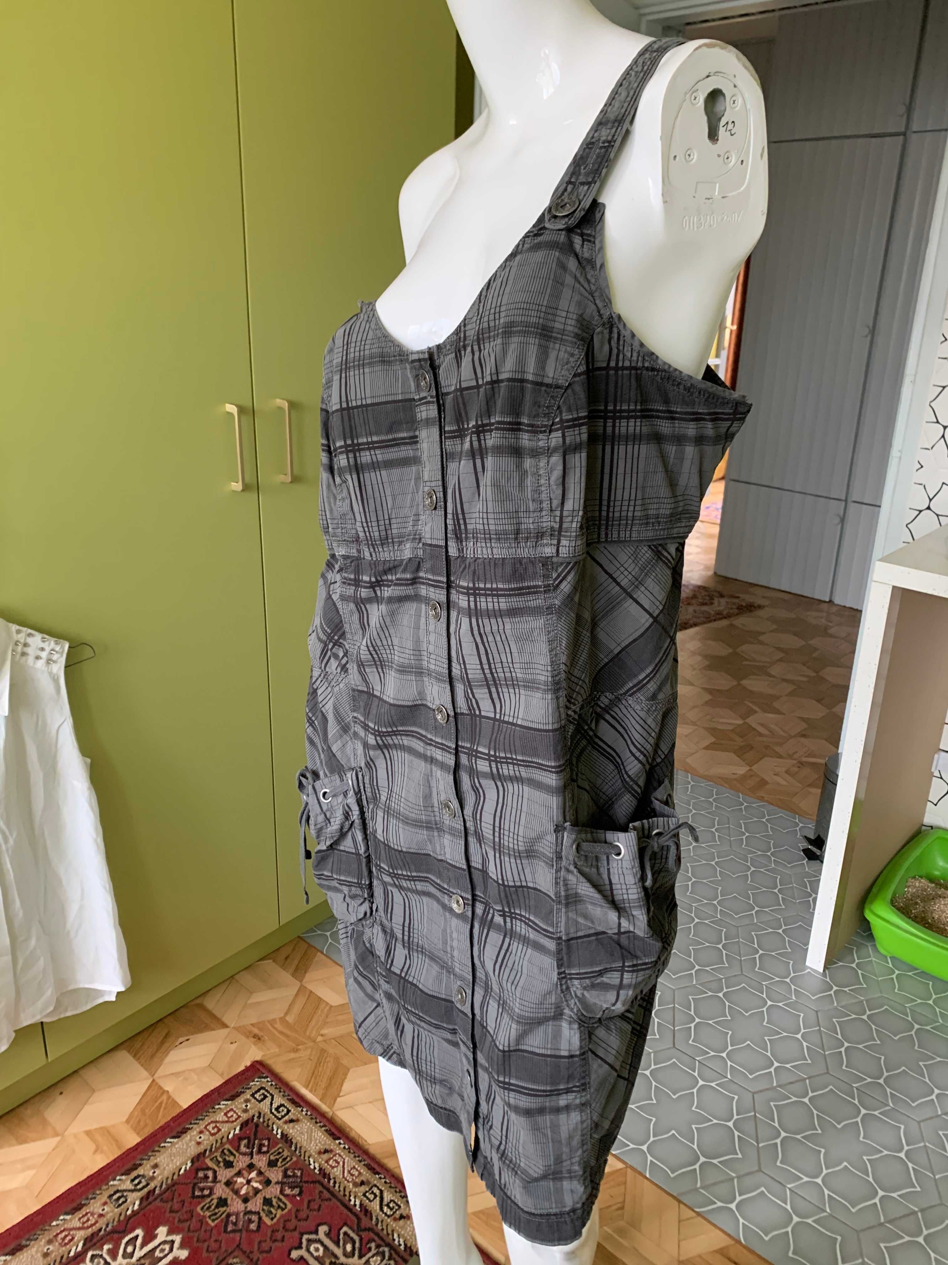Śliczna duża sukienka princeska w szarą kratę Etam roz. 5XL 50
