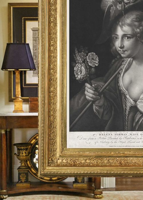 Litografia z 1780 rok, Helena Fourment żona Rubensa, 38cm x 53cm