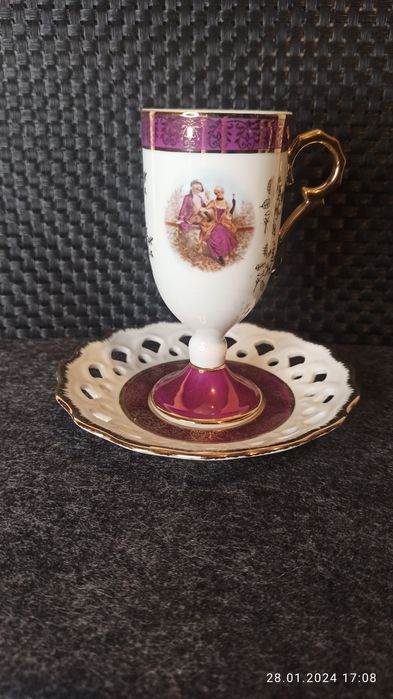 Porcelana Niemcy Filiżanka DUO kakao WKM 1888 Ellis LD Perlmu