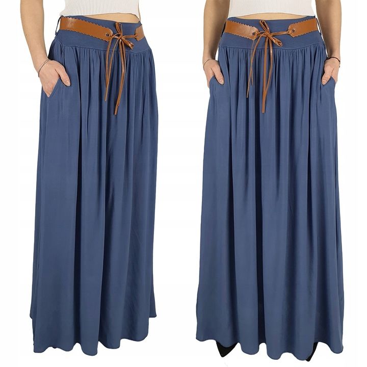Zwiewna Długa Spódnica Maxi Do Kostek Boho Damska
