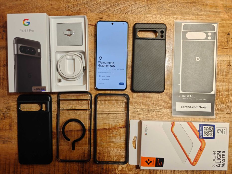 Google Pixel 8 Pro super stan! GrapheneOS / stock rom FV23 –  zestaw!