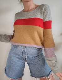 Kolorowy sweter w pasy oversize merino LOFT