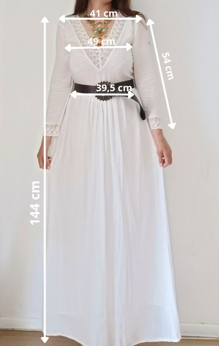 Biała sukienka boho United Colors of Benetton, M,j.nowa
