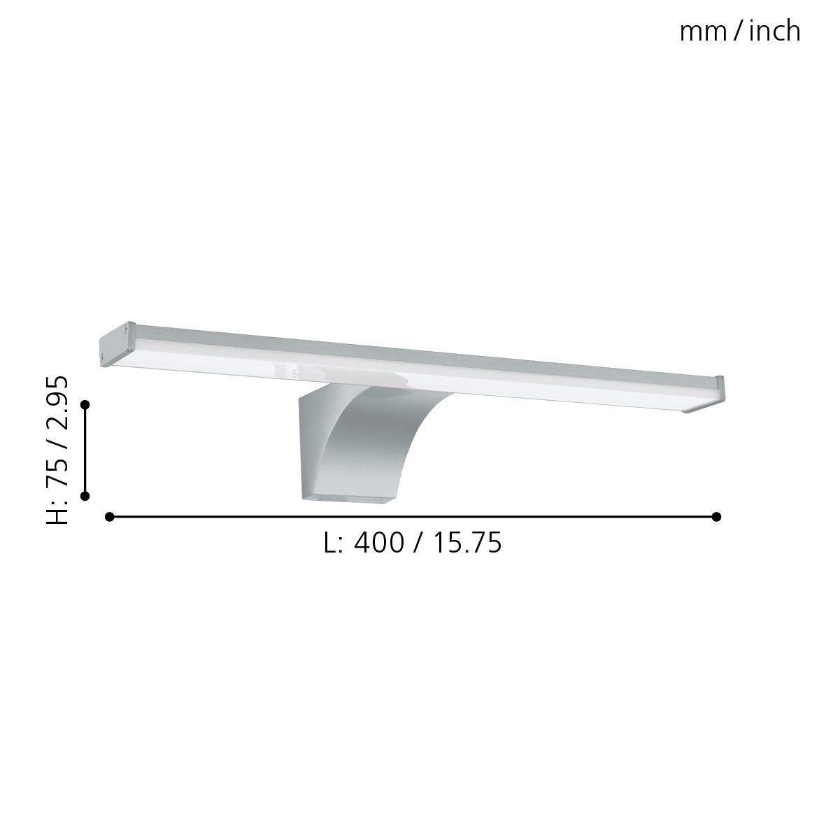 Kinkiet nad lustro 40 cm chrom oprawa lustrzana z czujnikiem ruchu