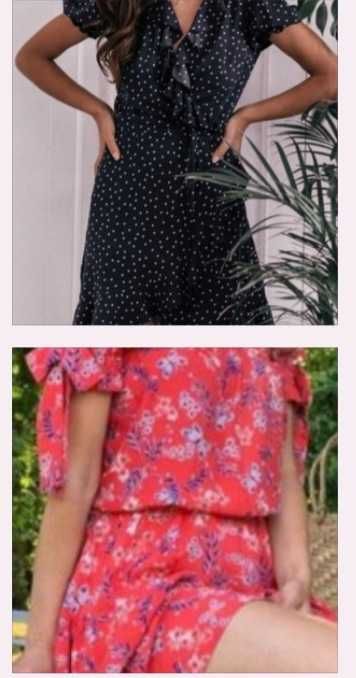 Sukienki Laurella granatowa dots i czerwona w kwiatki