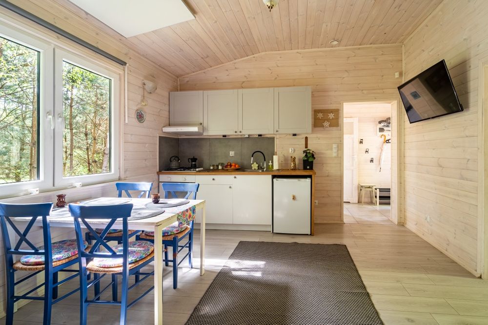 Domek domki sauna kominek nad rzeką Wkra
