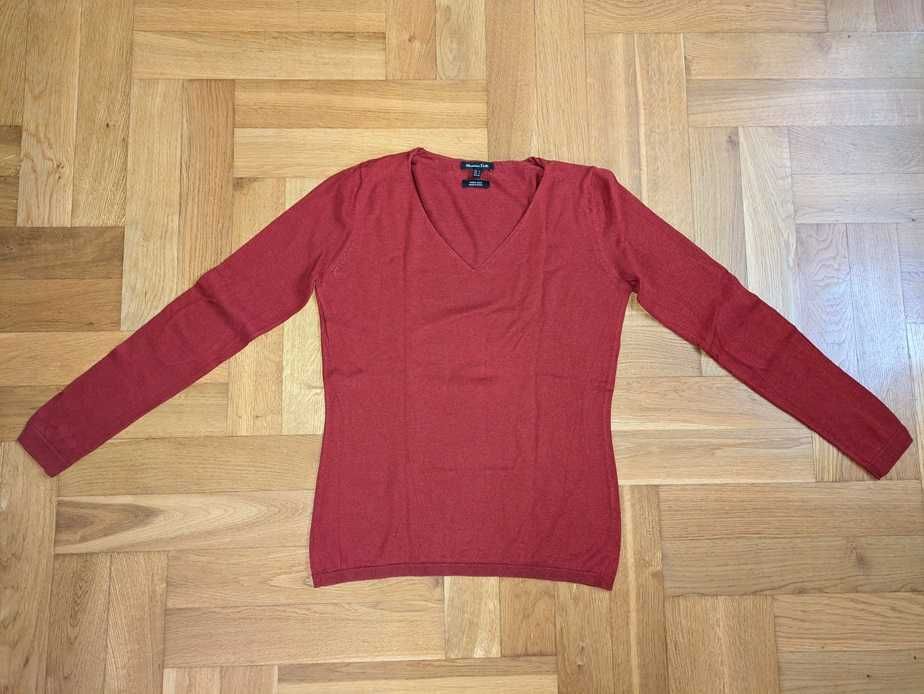 Massimo Dutti - rudy sweterek wełna z jedwabiem - rozm. S
