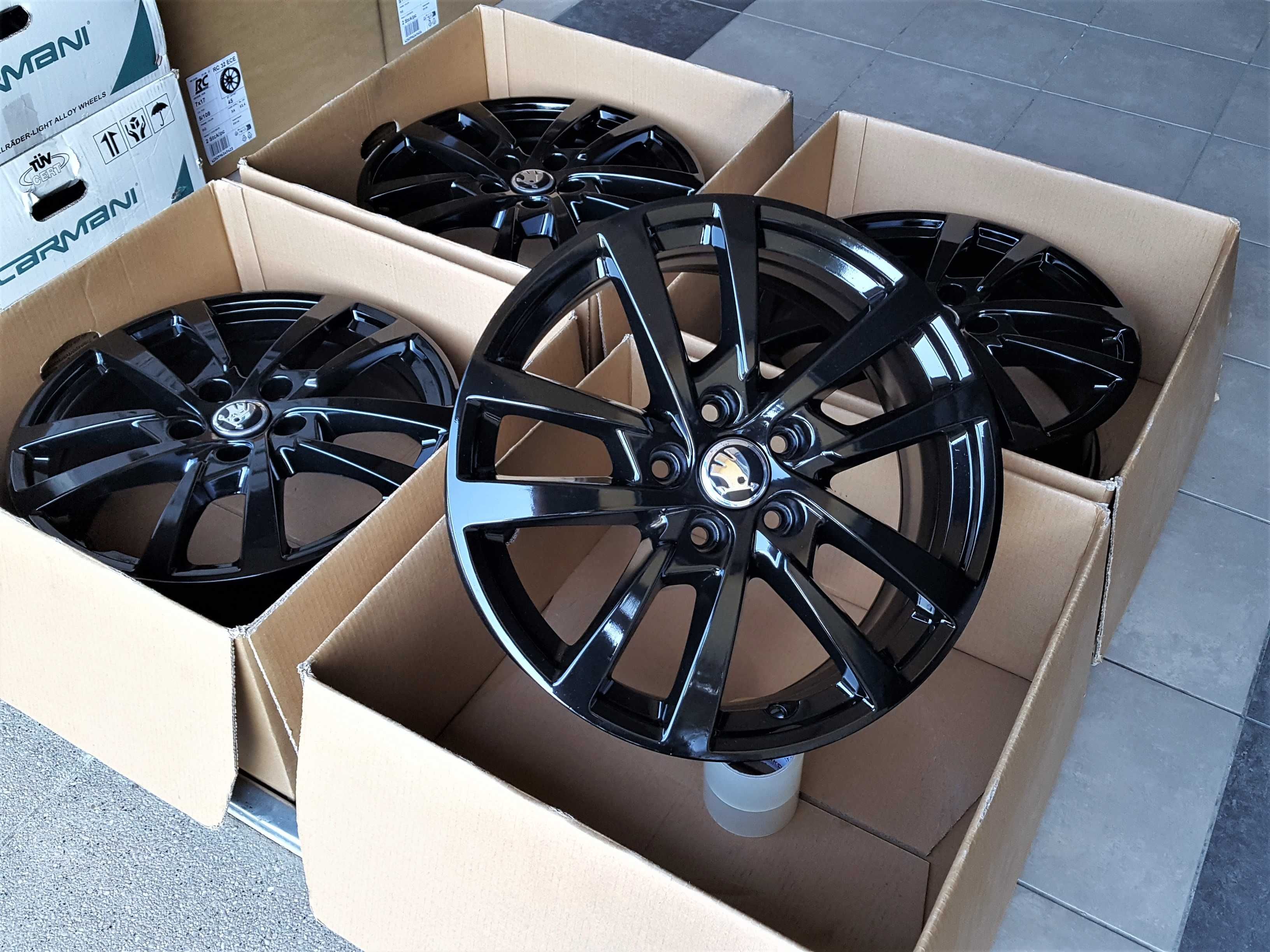 Alufelgi 17 5x112 Skoda Octavia Superb Yeti Karoq Oryginał Czarne 218#