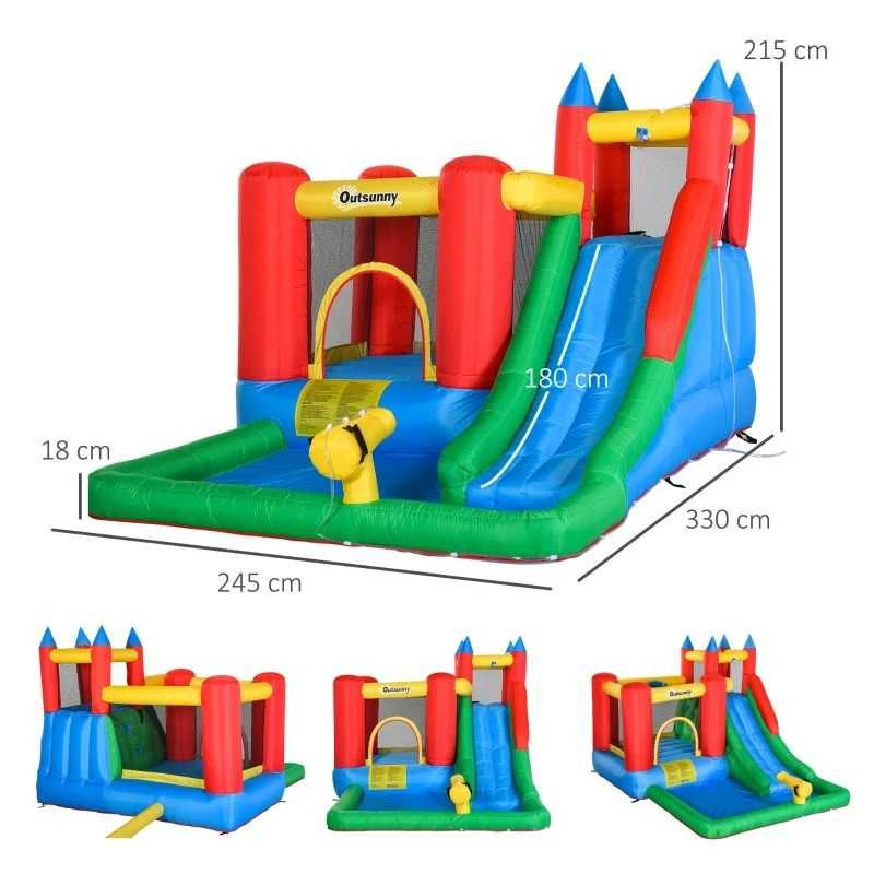 Insuflável com Escorrega, Trampolim e Piscina