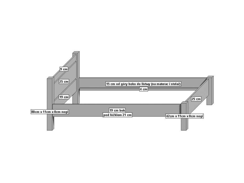Łóżko drewniane 160 x 200 stelaż confo