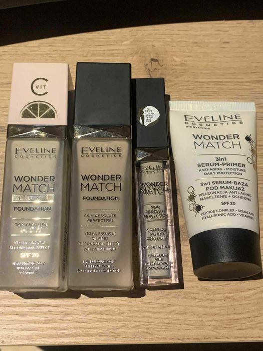 Eveline zestaw x 4 szt Wonder Match baza podkłady korektor