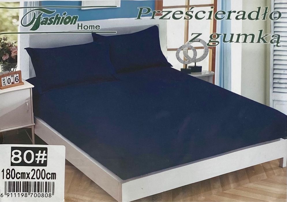 Prześcieradło z gumką Fashion Home nowe satyna bawełniana 180 x 200 cm