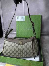Женский набор Gucci G-2046 бежевый сумка кошелек брелок