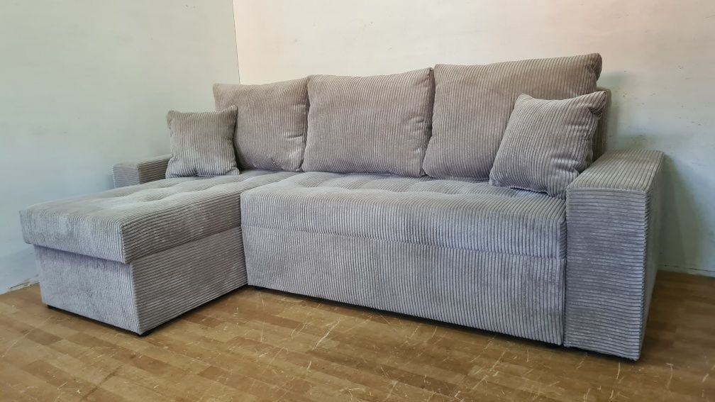 Nowy Narożnik sprężyny automat sztruks welur plusz kanapa sofa rogówka