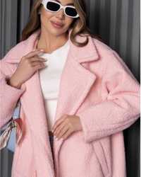 пальто-кокон із букле рожеве