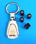 ** NOWY Breloczek OPEL + Nakrętki na wentyle czarne komplet tuning