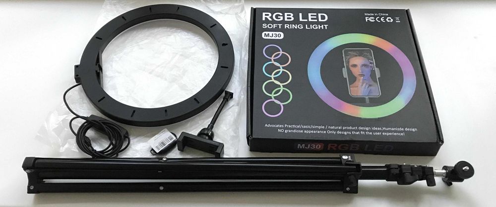 Кільцева лампа RGB LED MJ30 (30см) | + Штатив (210см) | + Кнопка