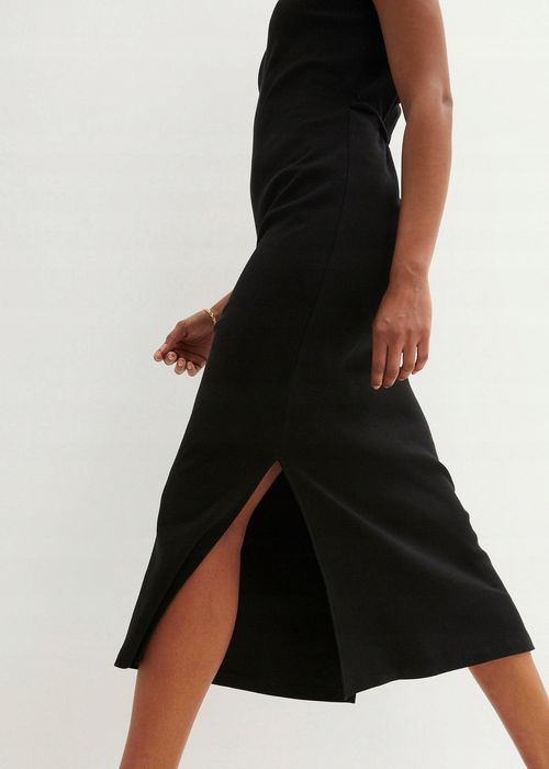 B.P.C sukienka midi czarna z wycięciami na plecach ^52/54