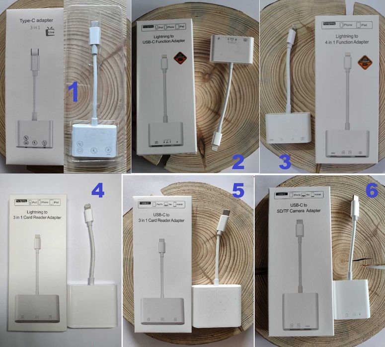 Адаптер перехідник картридер iPhone Type-C Lightning USB AUX мікрофон
