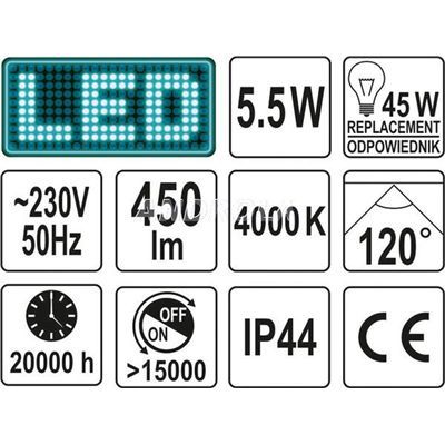 Lampa Naścienna Owalna Led 5,5W Yato Yt-81833