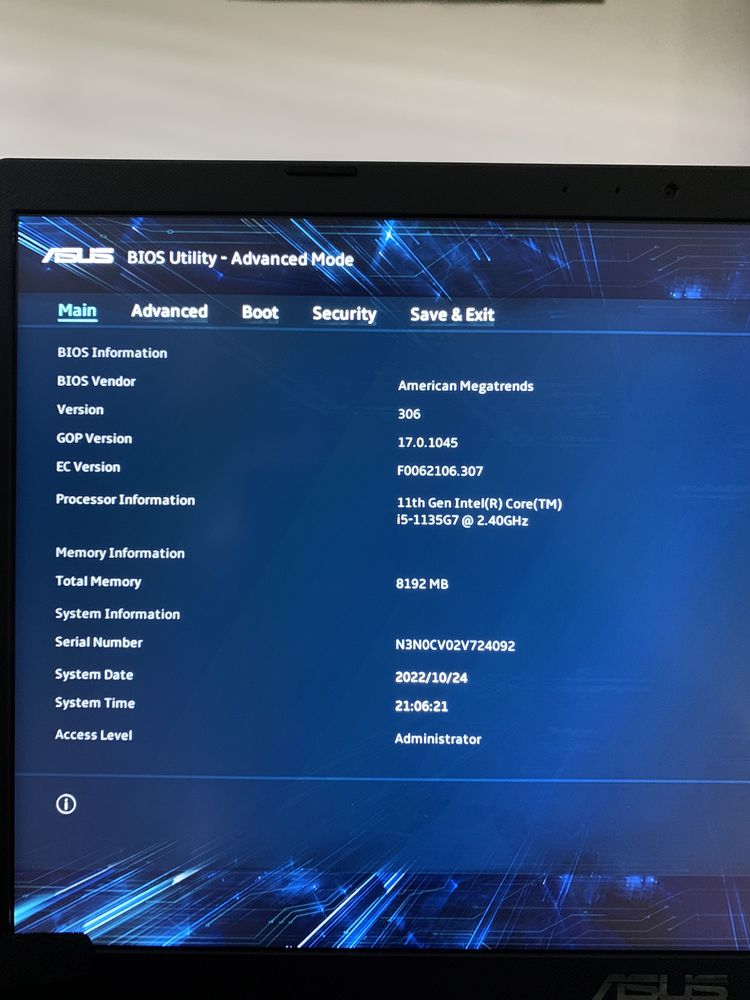 ASUS X415 BIOS Version 306