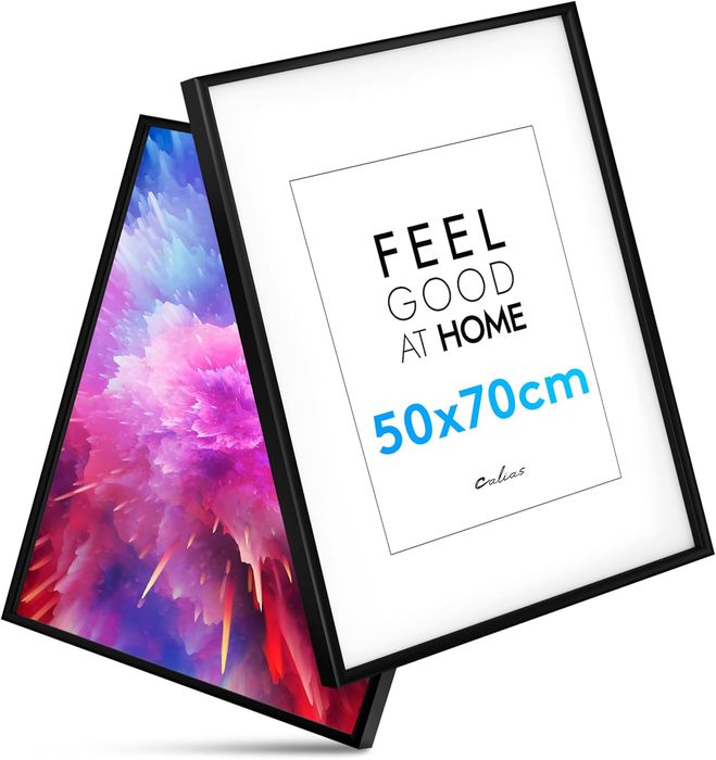 Zestaw 2 Ramek 50 x 70 cm Drewno Czarna