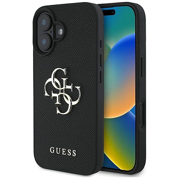 Etui Guess Grained Big 4G Logo Small Classic Logo na iPhone 16 - czarn