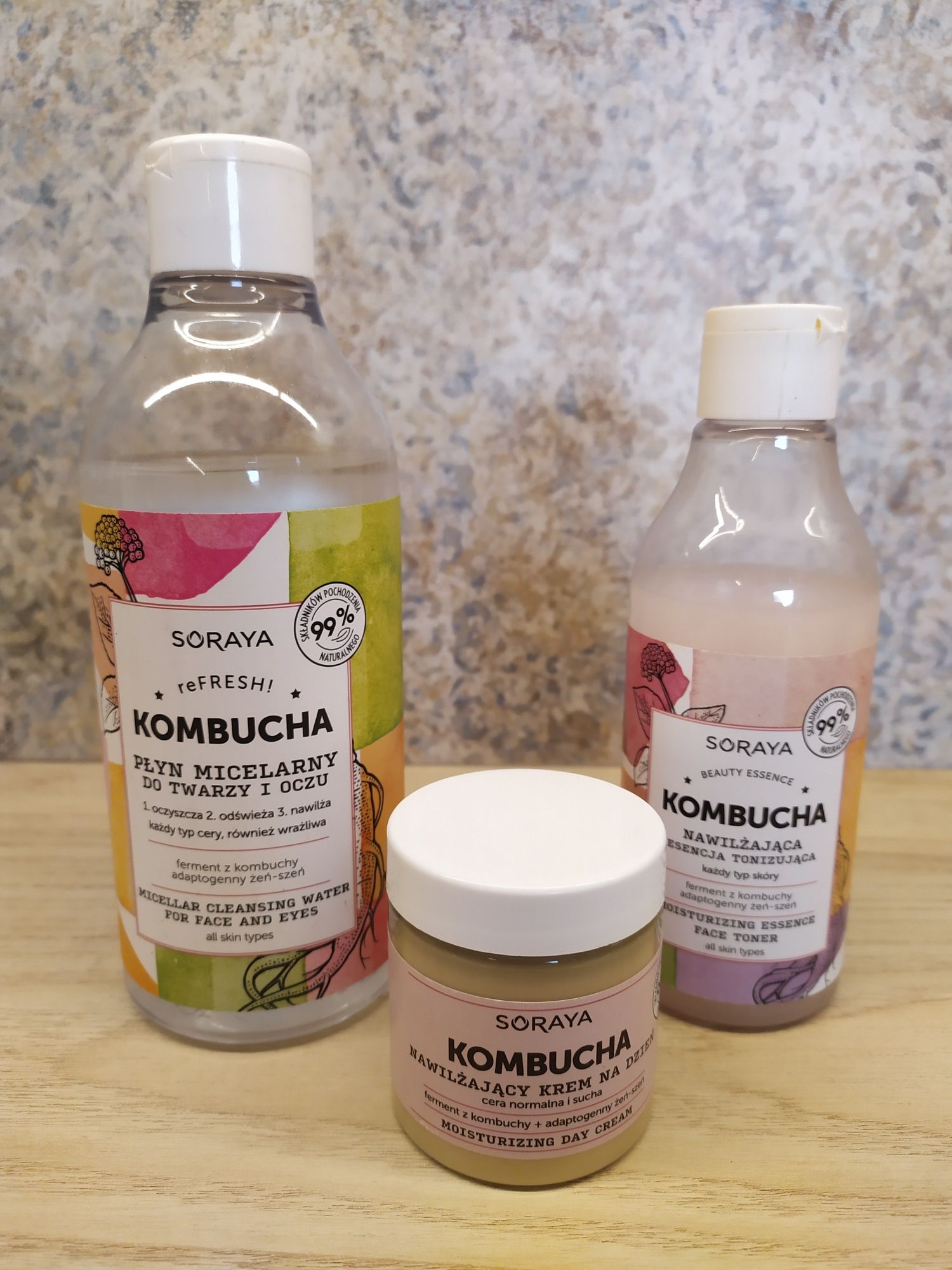 Kombucha Soraya seria do twarzy, cera sucha, krem tonik płyn micelarny