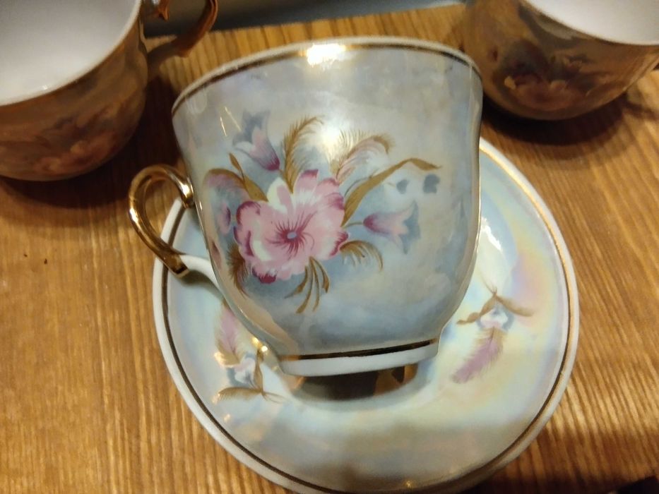 Чайний порцеляновий сервіз Баранівка, перламутр позолота розпис