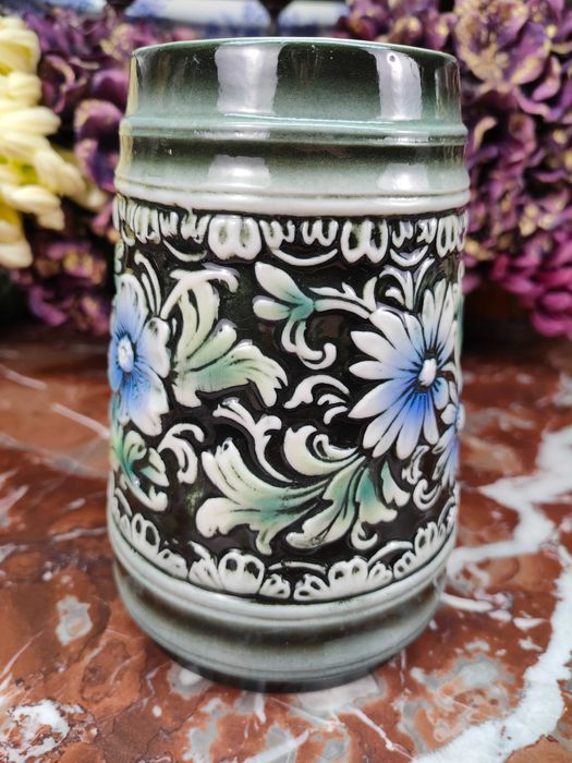Śliczny ceramiczny kufel - Motywy kwiatowe - 0,75 L - Sitzendorf #2