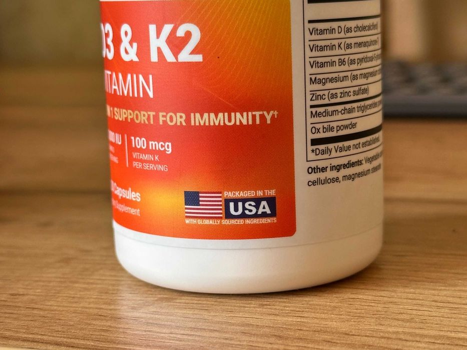 Вітамін Д 5000/10000 IU (D3 & K2, Zn, Mg, B6) Dr Berg, США Доктор Берг