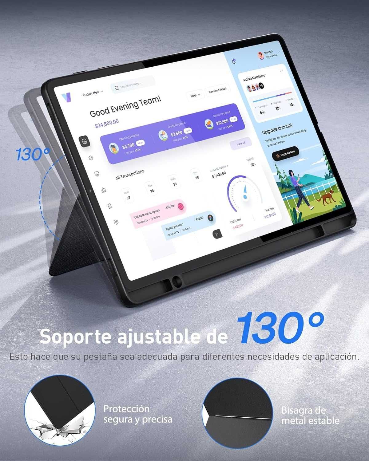 Doohoeek etui klawiatura touchpad LED Samsung Galaxy Tab S9+ S9 FE+