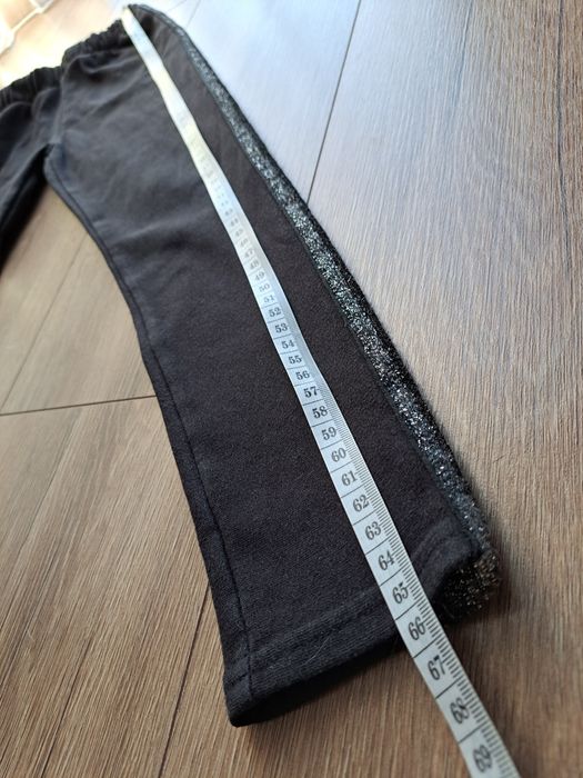 Legginsy czarne lampas srebrny ocieplane