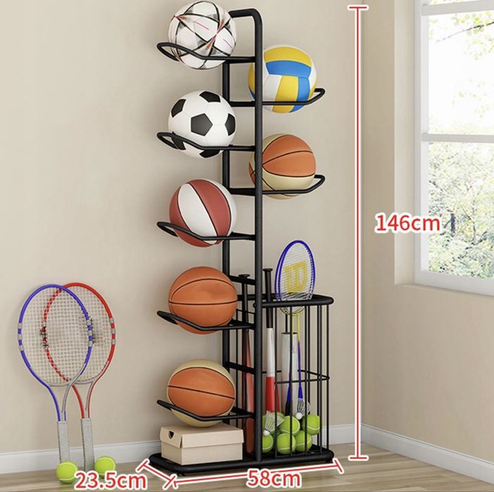 Stojak na piłki do przechowywania piłek rakiet regał organizer